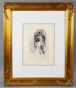 Louis Icart Mirror Gazing 1945 Colored Etching, COA