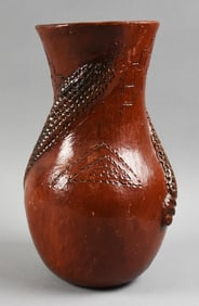 Faye Tso Navajo Clay Water Jar, Corn Cob Relief