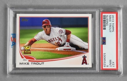 2013 Topps Mike Trout #27 Sliding Baseball Card PSA 9 Mint