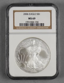 2006 American Silver Eagle $1 One Dollar Coin, NGC MS 69