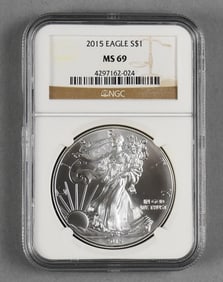 2015 Silver American Eagle $1 Dollar NGC Graded MS 69