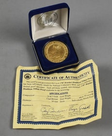 787 Brasher Doubloon Tribute Proof, 24K Clad Bronze, COA