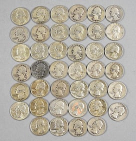 1930s-60s Silver Washington Quarters - Unchecked G - VF