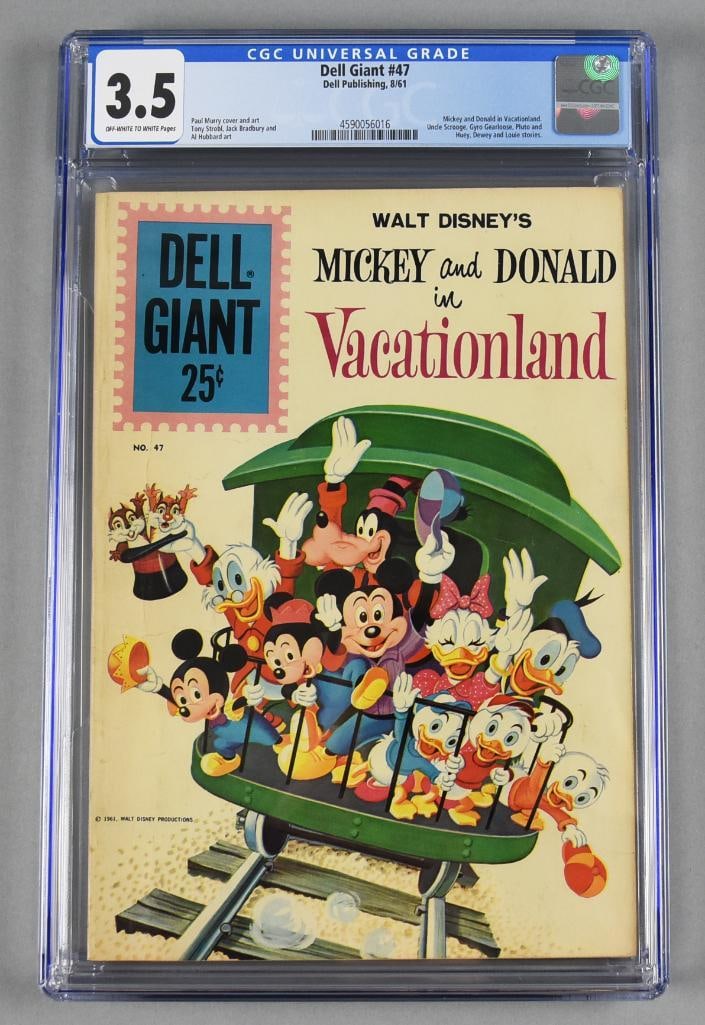 1961 Giant Dell Mickey & Donald in Vacationland CGC 3.5: Great 1961 Mickey and Donald in Vacationland Giant Dell comic books. Comes as shown.