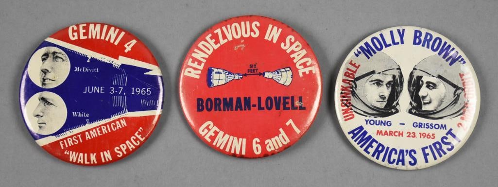 Original 1965 NASA Gemini Mission Pinback Buttons (1 of 3)
