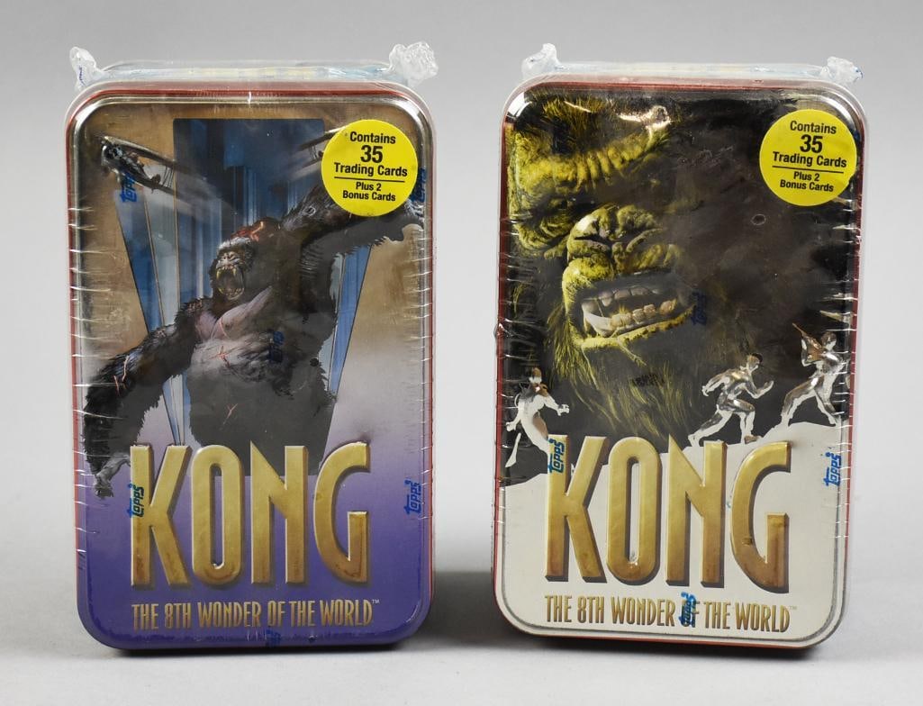 Kings Kong 8th Wonder of the World Trade Cards Topps -MIP NOS: Each tin holds 35 cards plus two additional bonus cards. Single owner collection from the largest toy collector on the West Coast.