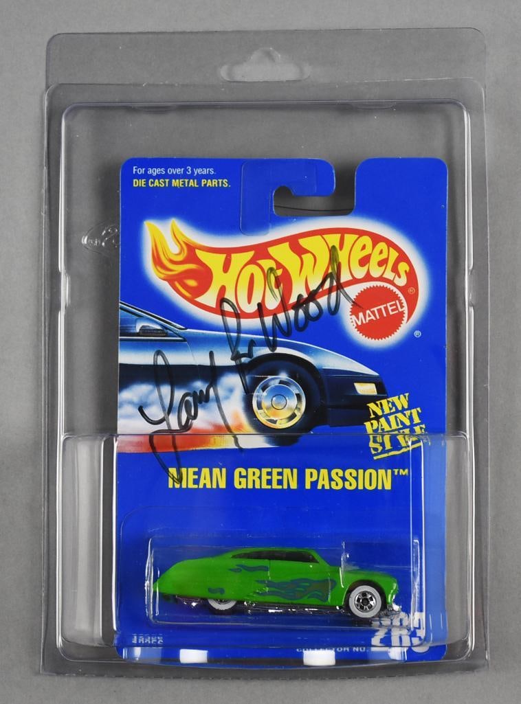 1991 Hot Wheels Larry Wood Signed Mean Green Passion NOS: Lot is a 1991 Mattel Hot Wheels Larry Wood Signed Mean Green Passion NOS. Single owner collection from the largest toy collector on the West Coast.