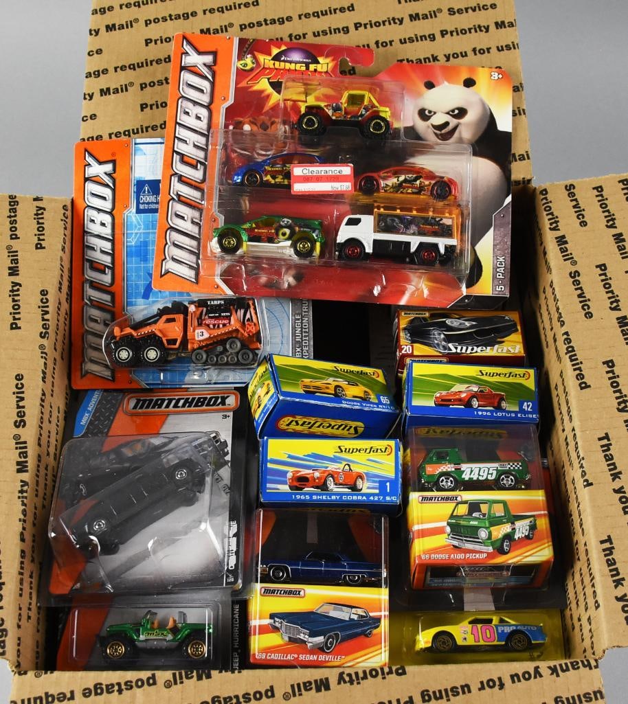 53 1990s-2000s Mattel Matchbox Basic Unsorted MIP NOS: (53) 1990's-2000's Mattel Matchbox assortment. This lot may include duplicates. Comes as shown. Single owner collection from the largest toy collector on the West Coast.