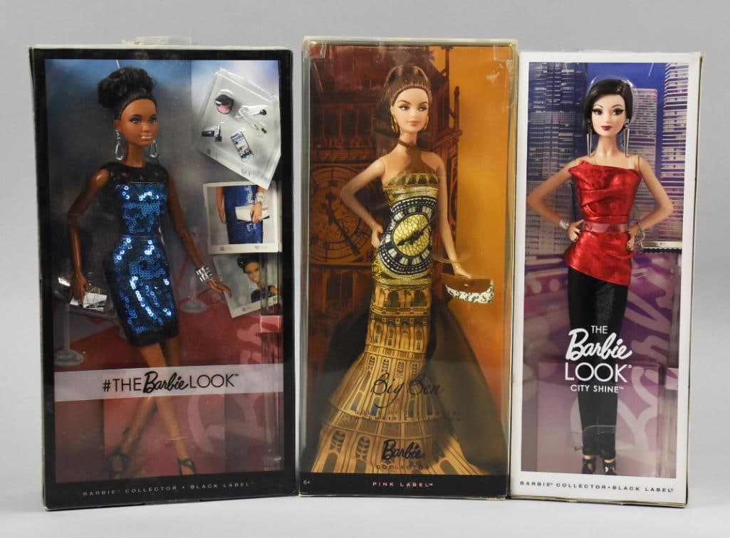 2000s Mattel Barbie Black & Pink Label Assortment NRFB NOS: Pretty Barbies that include a Pink Label Big Ben and two Black Label City Shine and #The Barbie Look.?
