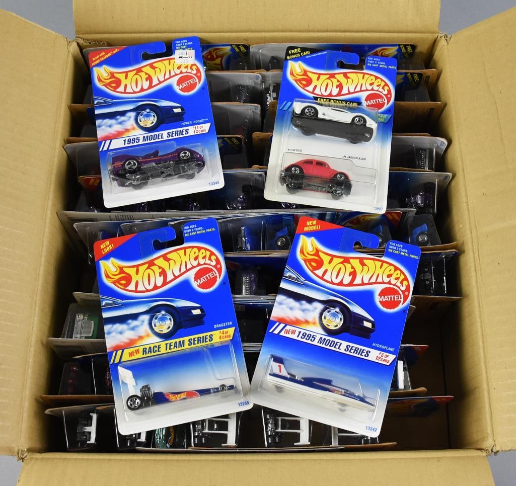 80 1990s Mattel Hot Wheels Factory Shipping Case MIB NOS: Counted 80 cars, unknown if case original with added cars. Case with duplicates. Single owner collection from the largest toy collector on the West Coast.