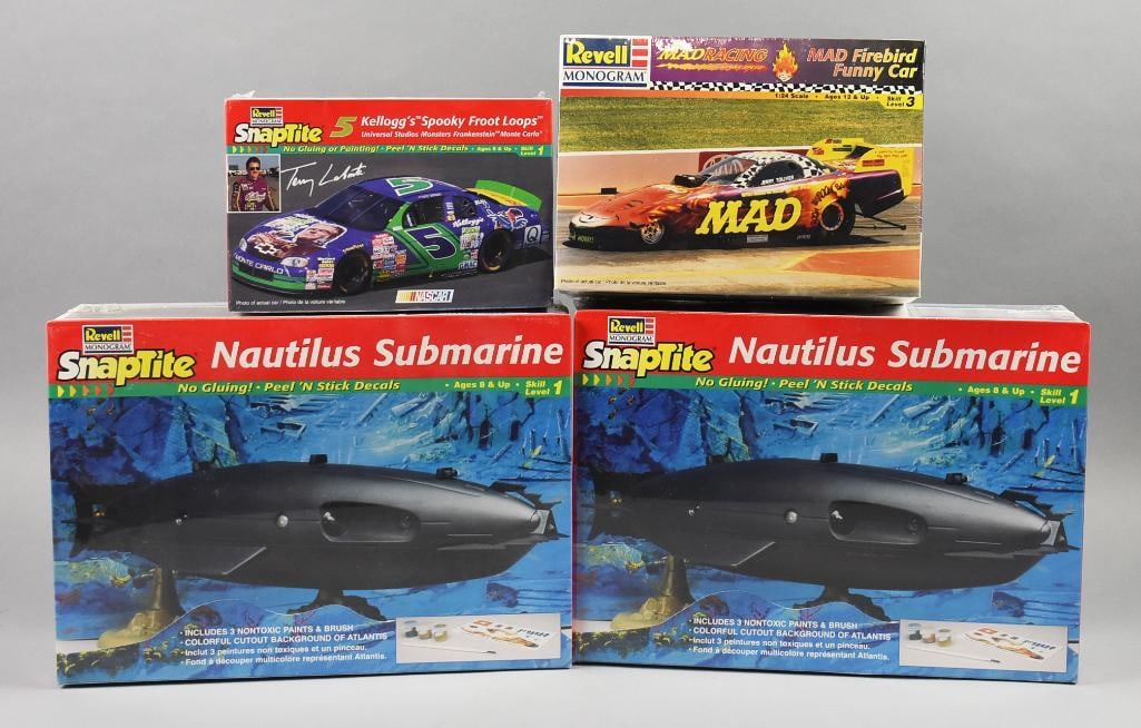 (4) 1990s Revell Model Kits, Submarines & Cars-MIB-NOS (1 of 4)