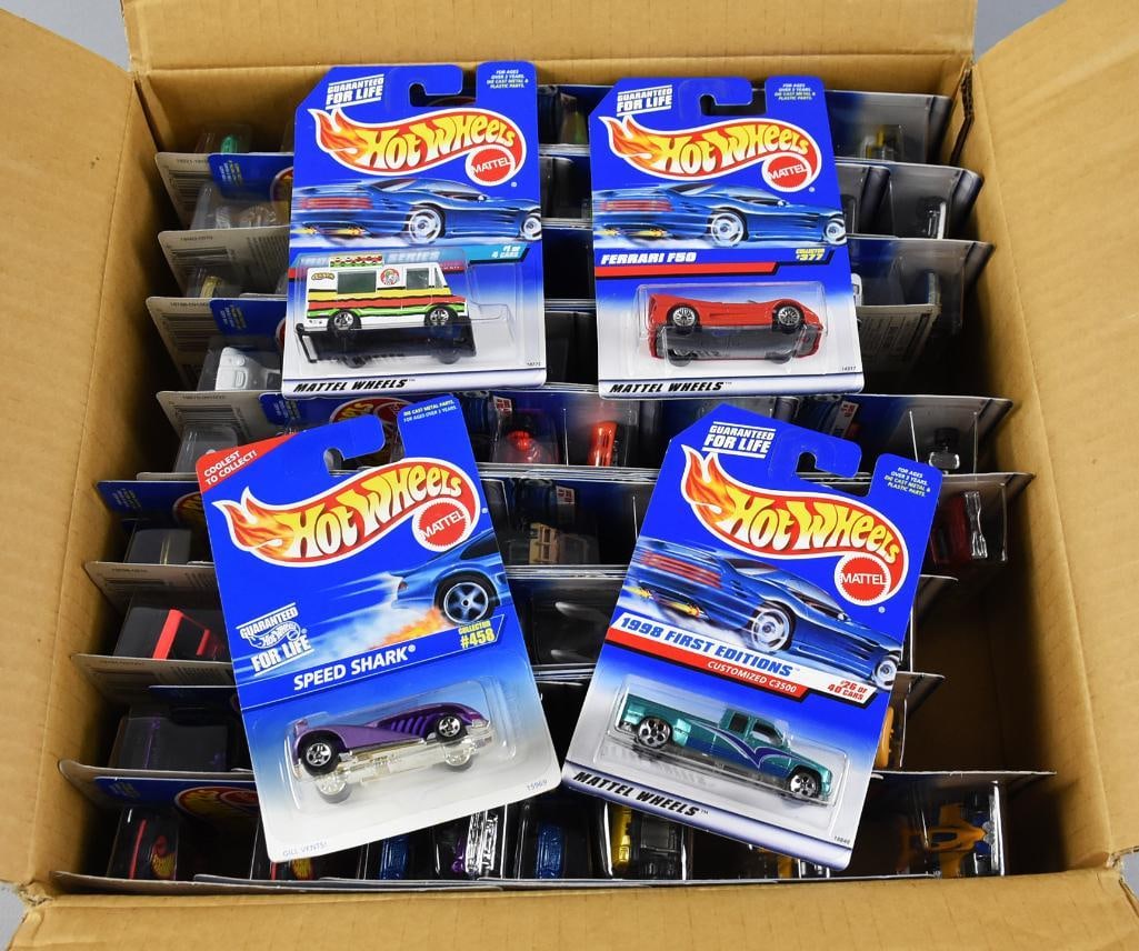 1990s 72 Hot Wheels Factory Shipping Case MIB NOS: Counted 72, case may be original, cars appear to be mostly two each, but unverified. Single owner collection from the largest toy collector on the West Coast.