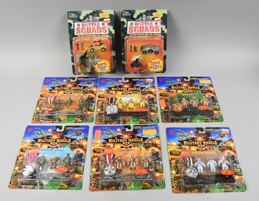 1990s , Galoob Military Asst. San Francisco Toymakers MOC NOS: Includes two Battle Squads from Galoob and six Military Muscle Men from San Francisco Toy Makers. No duplicates. Single owner collection from the largest toy collector on the West Coast.