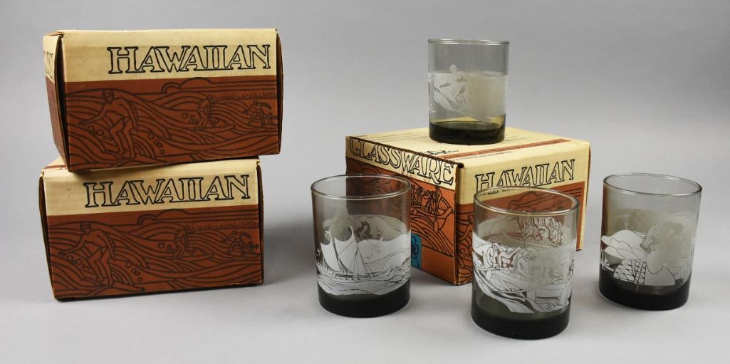 c1980 Libbey Glass McDonald's Hawaiian Glassware-MIB (1 of 4)