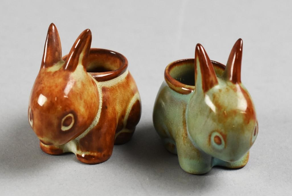 Nicodemus Art Pottery Bunny Planters Ellen Jennings Signed