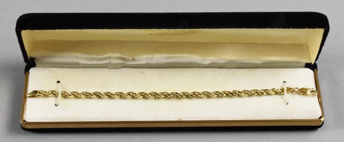 Vintage 14K Yellow Gold Coiled Rope Chain Bracelet