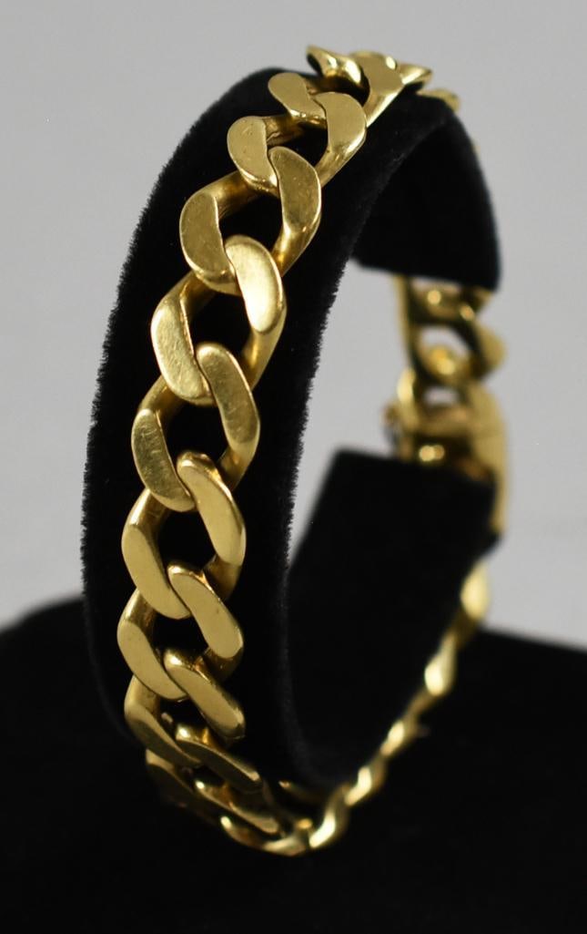 Heavy 14K Yellow Gold Curb Chain Bracelet, 39.2 Grams (1 of 7)
