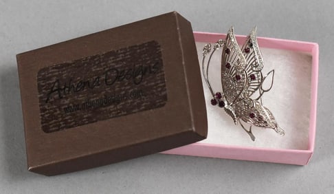 18K Gold Tremblant Diamond Ruby Butterfly Brooch