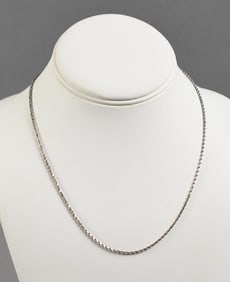 14K White Gold Rope Chain Necklace, 17" Long