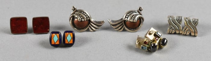 5 pr. Mexico Sterling Earrings