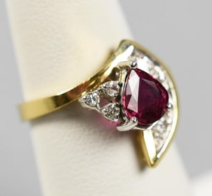 14k Gold 1.09ct Ruby & Diamond Ladies Ring
