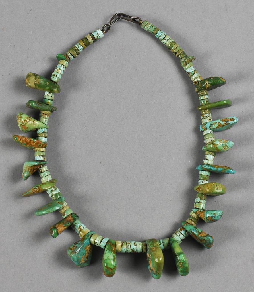 Native American Polished Chunky Turquoise, Heishi Necklace (1 of 5)