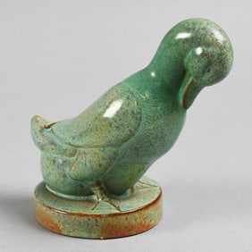 Vintage CRN Red Clay Sleeping Goose Figurine