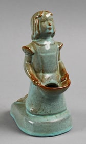 Nicodemus Art Pottery Flower Girl, Ferro-Stone Figural Vase