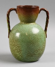 Nicodemus Art Pottery Ferro-Stone Twist Handle Urn Vase
