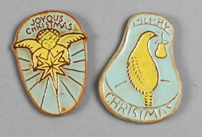 Nicodemus Art Pottery Ferro-Stone Christmas Ornaments