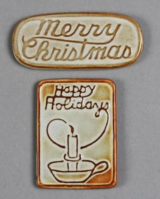 Vintage Nicodemus Art Pottery Christmas Ornaments, Signed