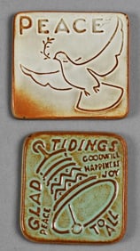 Vintage Nicodemus Art Pottery Christmas Ornaments, Signed