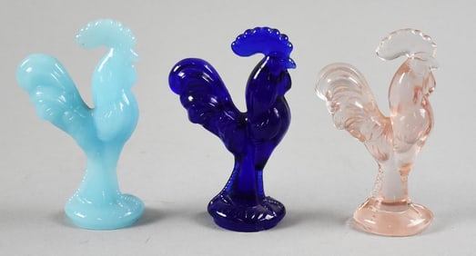 Vintage LE Smith Glass Rooster Figurines