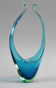 Vintage Murano  Glass MCM Style Somerso Stretched Vase