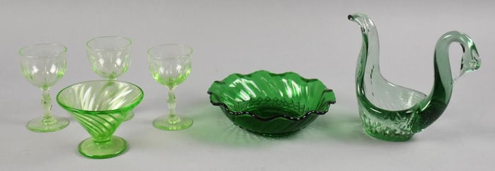 Vintage Depression Uranium Glass & More