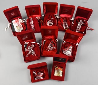 1990s-2000s Waterford Crystal Christmas Ornaments, Org Boxes