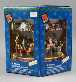 1997 Mr. Christmas Inc Mickey Holiday Carousel MIB NOS