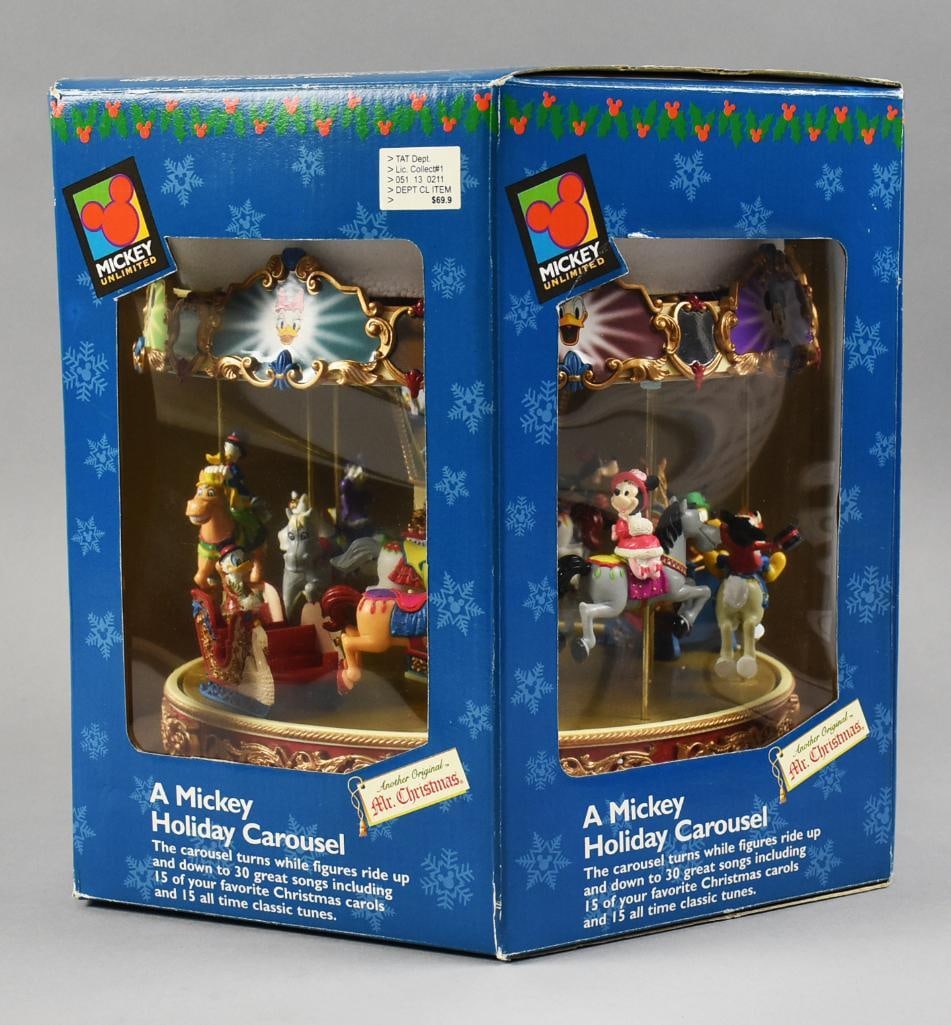 1997 Mr. Christmas Inc Mickey Holiday Carousel MIB NOS (1 of 5)