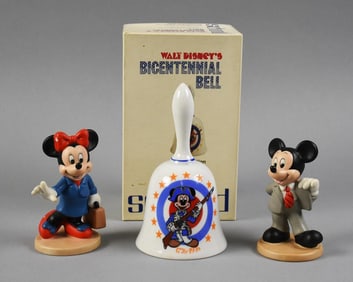 Disney Mickey Bell and Mickey & Minnie Figurines