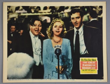 1941 Great American Broadcast Alice Faye Signed Lobby Card
