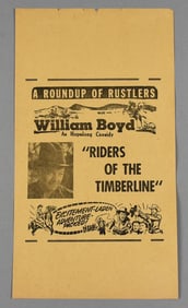 1941 Riders of the Timberline, Hopalong Cassidy Movie Poster