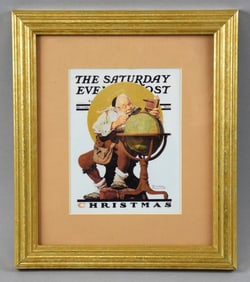 1998 Saturday Evening Post Santa at Globe Framed COA