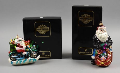 Christopher Radko Glass Harley Davidson Santa Ornaments