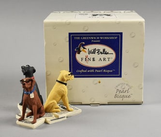 Will Bullas Fine Art The Nerd Dogs Pearl Bisque Figurine