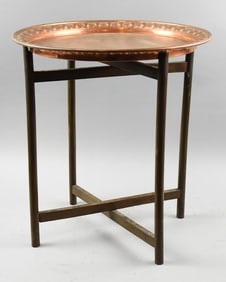 Antique Folding  Table, Copper Tabletop