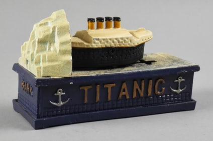 Vintage Novelty Titanic Mechanical Bank, Cast Iron