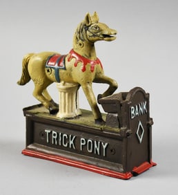 Vintage Trick Pony Mechanical Bank, Cast Iron