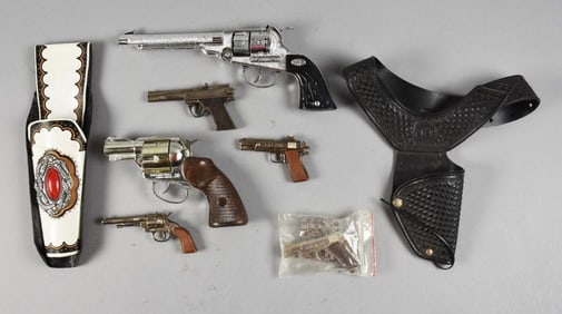 Vintage Assortment Toy Cap Guns, Holsters