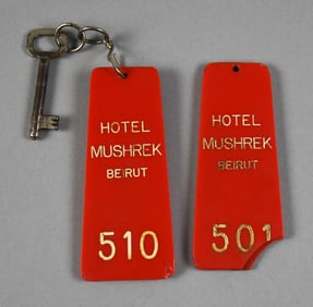 Vintage Beirut Hotel Skeleton Key, Room Tags