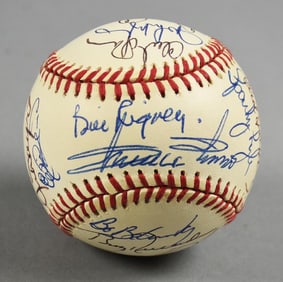 1990s Multi MLB Bill Rigney Player Signed Baseball